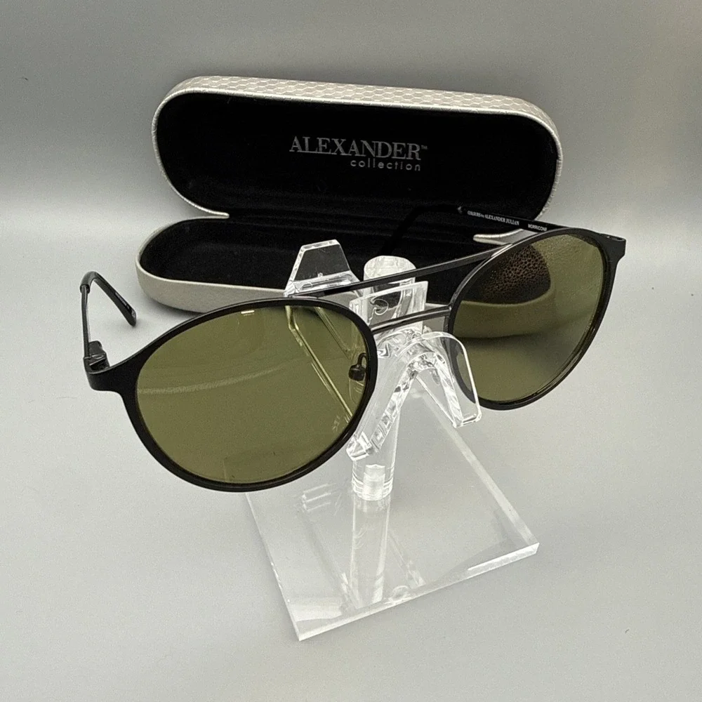 Colours by Alexander Julian Authentic Morricone Sunglasses Black Round GreenLens